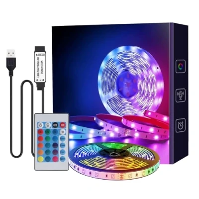 Image of QMINKUN 5M Led Strip Lights,RGB Color Changing with Remote Control,LED for Bedroom, Living Room, Kitchen, Party, DIY Home Decoration