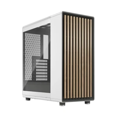 Image of Fractal design North Chalk White Wood Oak front Mesh side panels Two 140mm Aspect PWM fans included Intuitive interior layout ATX Mid Tower PC Gaming Case