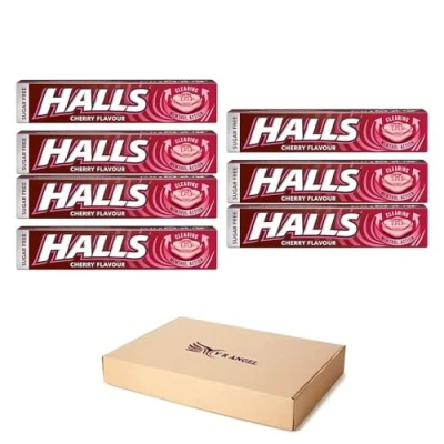 Image of Halls Cherry Flavor Cough Relief Sugarfree Lozenges in Refreshing Pack of 7 for Instant Sold by VR Angel