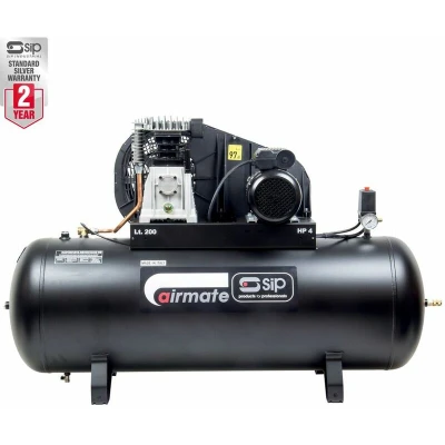 Image of SIP Airmate PX4/200B Belt Drive Air Compressor, 230V 18A, 200L, 4hp / 3kW, 145psi 10 Bar 18CFM 97dB