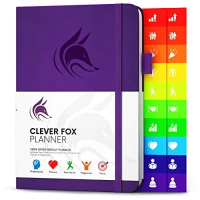 Image of Clever Fox Planner Undated Weekly &amp; Monthly for Productivity, Time Management Goals Organizer Journal A5 (Purple)