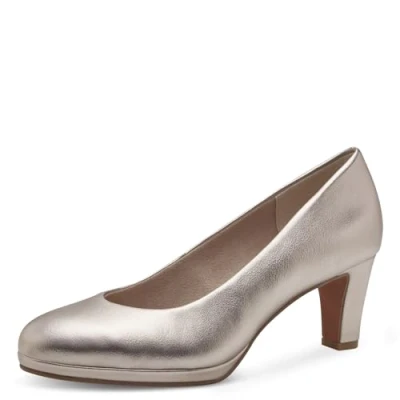 Image of Marco Tozzi Women&#039;s Block Heel, Soft Feel me Footbed, Ideal for Business and Leisure 2 22419 20 Pump, Platinum Silver, 6.5 UK