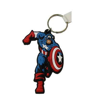 Image of Marvel Pyramid International Captain America Rubber Keychain, Multi Colour, 4.5 x 6 cm