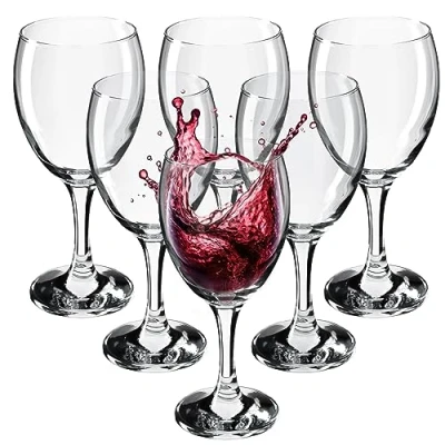 Image of KADAX Wine Glasses, Dishwasher Safe Goblets, Glasses for Red and White Wine, Glass on Long Style, Goblet Serving (6 x 340 ml, Wine)