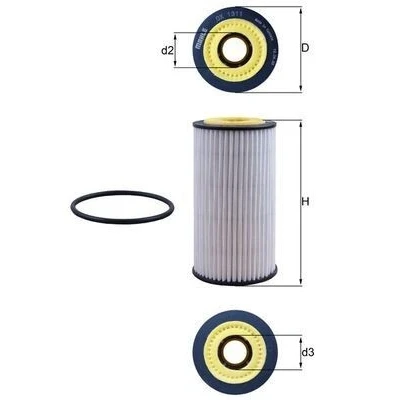 Image of 059198405D Oil Filter MAHLE ORIGINAL OX 1311D Insert AUDI: A4 B9 Avant, Saloon, A5 Sportback