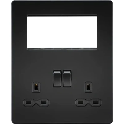 Image of KnightsBridge Screwless Small Multimedia Combination Plate Matt Black