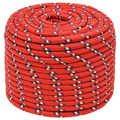 Image of vidaXL Boat Rope Anchor Line Braided Cord UV Resistant Ship Marine Yacht Coil Abrasion for Sailing Red 12 mm 100 m Polypropylene