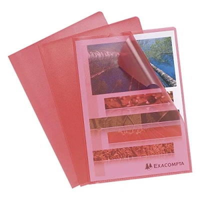 Image of Exacompta Ref 56115E Grained PP Cut Flush Folder Suitable For A4 Documents, 0.1mm Polypropylene, Top Right Opening, Out Easy Opening Red (Bag of 10)
