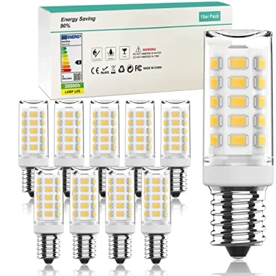 Image of RuLEDne 3W E14 LED Bulb Cool White 6000K, 350LM Replacement 30W Halogen Bulbs, 360 Beam Angle for Chandelier, No Dimmable, Wall Lamp, Desk Pack of 10