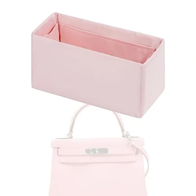 Image of XYJG Silk Bag Organiser Insert Fits Hermes Kelly Pochette/Mini/20/25/28/32/35/40, Luxury Handbag &amp;Tote Shaper (KL20,Pink)