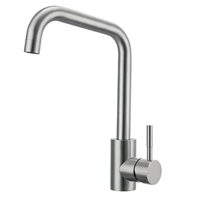 Image of Kitchen Sink Mixer Tap Rectangle 360 Swivel Spout Stainless Steel 1 Hole Monobloc Faucet Mono Hot and Cold Mixers Taps Single Lever Brushed Nickel