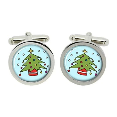 Image of Christmas Tree Cufflinks in Chrome Box