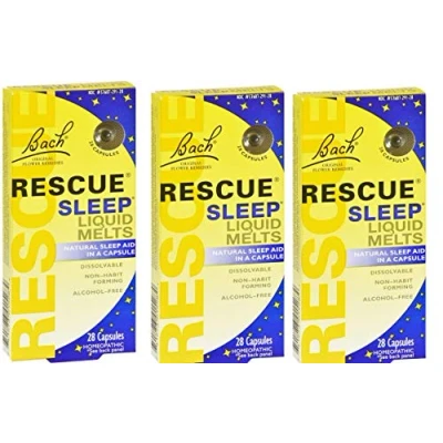 Image of Pack of 3 x Bach Flower Remedies Rescue Sleep Liquid Melts 28 Capsules