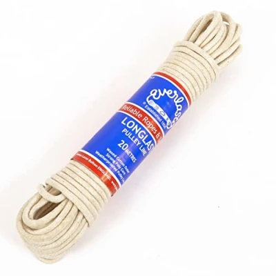 Image of EVERLASTO &#039;Longlast&#039; Waxed Weatherproof Cotton Clothesline Pulley Line 6mm x 25M