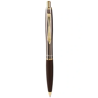 Image of Platignum No. 9 Gun Metal Gold Ball Point Pen with Blue Ink in Gift Box (Black Refill Included) [Pack of 1] Ref: 50232
