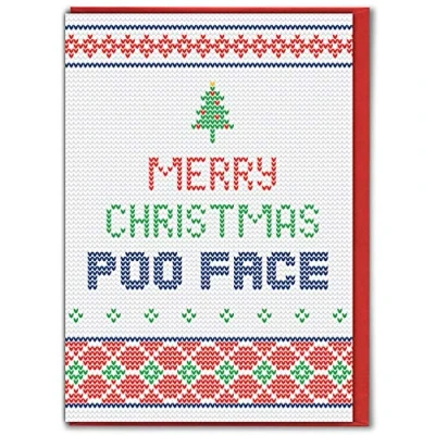 Image of Brainbox Candy Brother Christmas Card Funny Xmas Cards &#039;Poo Face&#039; Perfect For Best Friends Mates Him Her Boyfriend Girlfriend Partner