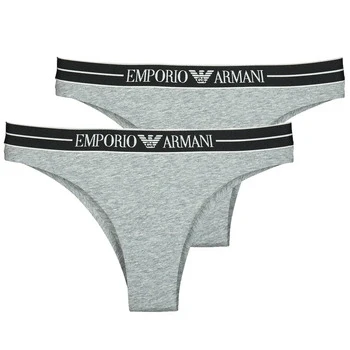 Image of Emporio Armani Brazilian 2 PACK Briefs, Women&#039;s, Size: XL, Mottled grey