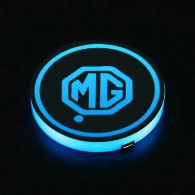 Image of LED Car Coasters 2pcs for MG ZS MG4 MG5 EV MG3 MG6 MG7,7 Colors Luminescent USB Charging Lights Interior Atmosphere Logo Drink Cup Holder