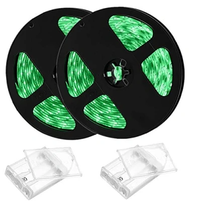 Image of Sunboia Green LED Strip Lights,2x1m Lights Strip,TV Backlights with Battery Operated,Waterproof Rope for Wedding Christmas Halloween Party Illuminate Indoor Outdoor Decoration