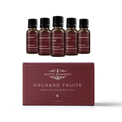 Image of Mystic Moments Orchard Fruits Fragrance Oil Gift Starter Pack 5x10ml Cherry, Green Apple, Lemon Lime, Pear, Tangerine Perfect as a