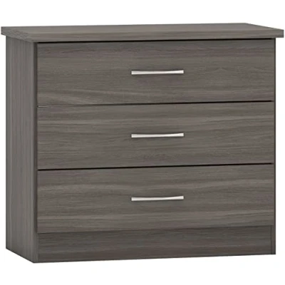 Image of Seconique Nevada 3 Drawer Chest in Black Wood Grain