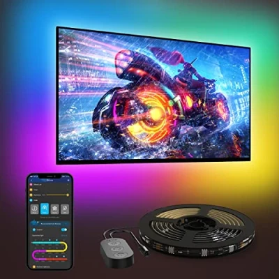 Image of Govee TV LED Backlight, 3.8M RGBIC Strip Light for 55 65 inch TVs, Smart Lights with Bluetooth and Wi Fi Control, Works Alexa &amp; Google Assistant, Music Sync, 99+ Scene Modes