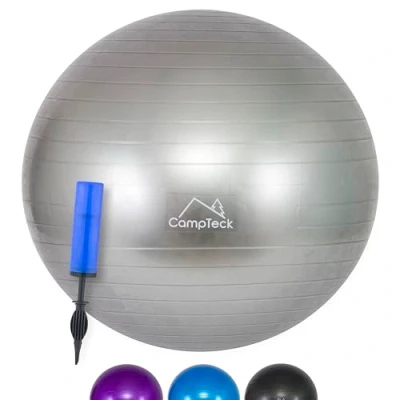 Image of CampTeck U7290 Unisex Exercise Swiss Ball 65cm with Hand Pump for Fitness, Gym, Yoga, Pilates Grey