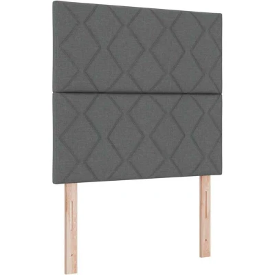 Image of vidaXL Box Spring Bed with Mattress &amp; LED in Dark Grey, 100 x 200 cm Fabric