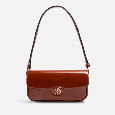 Image of Tory Burch Robinson Spazzolato Handbag, Women&#039;s, Size: One Size, Dark sienna