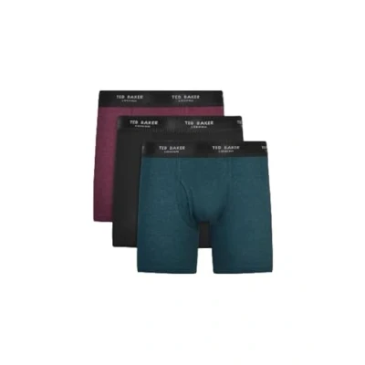 Image of Ted Baker Men&#039;s 3 Pack Cotton Boxer Brief, Port Royale/Black/Botanical Garden, Extra Large