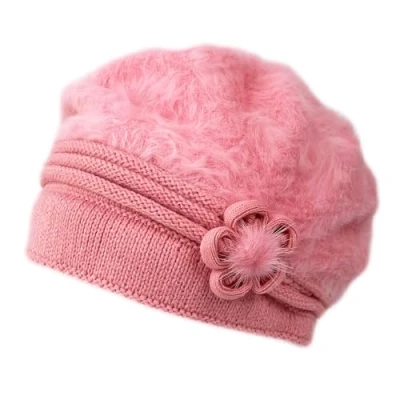 Image of Itzu Women&#039;s Soft Faux Fur Beanie Cloche Hat Fleece Lined Comfy Winter Cap in Pink