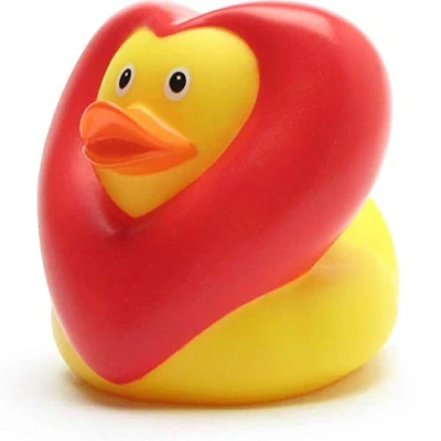 Image of Heart Bath Duck, Squeaky Length: 9 cm, Includes Duck Keyring in Set