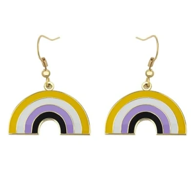 Image of Nonbinary Rainbow Shape Pride Dangle Earing Gay &amp; Lesbian LGBT Gifts Jewelry