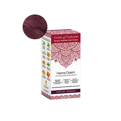Image of Tints of Nature Burgundy Semi Permanent Henna Cream Hair Colour, Ammonia Free and 95% Natural, 70ml
