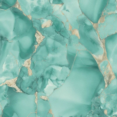 Image of Exclusive luxury wallpaper wall Profhome 791681 hot embossed non woven slightly textured in marble look and metallic highlights turquoise