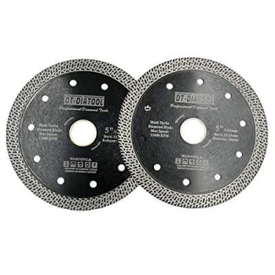 Image of DT DIATOOL Diamond Saw Blade 2PCS 5 Inch / 125mm Cutting Disc with Mesh Turbo for Porcelain Tile Marble Ceramic Granite