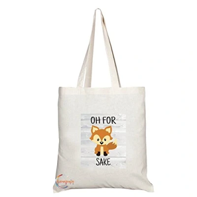Image of Coralgraph Inc TB085 OH FOR THE FOX SAKE Novelty Present Gift Printed Eco Friendly Stylish Long Handled Tote Shoulder Bag