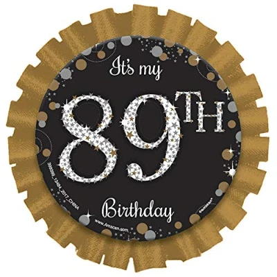 Image of Amscan 399399 Gold Sparkling Celebration Add an Age Rosette Badge includes Number &amp; Letter Stickers for 1st to 100th