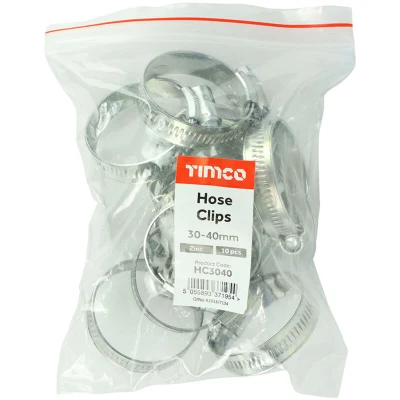 Image of 4x TIMCO Hose Clips Zinc HC3040 Pack of 10
