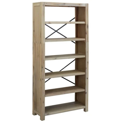 Image of vidaXL 6 Tier Bookcase 80x30x170 cm Solid Wood Acacia