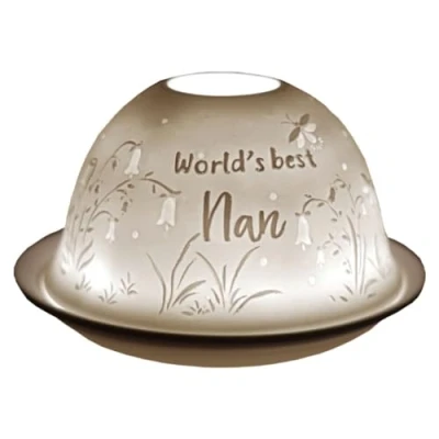 Image of Cello Porcelain Tealight Holder Dome, World&#039;s Best Nan Candle Holder, a Projecting 3D Loving Message Gifts. Special Gifts, Gifts For Nan!
