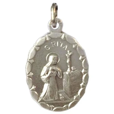 Image of SAINT RITA FROM CASCIA OVAL SHAPE MEDAL THE PATRONESS OF LOST AND IMPOSSIBLE CAUSES 100% MADE IN ITALYSAINT ANNE (MOTHER MOST HOLY VIRGIN MARY) ITALY