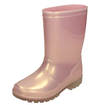 Image of Spot On Girls Slip Wellington Boots Pink Synthetic UK Size 2 EU 34 US 3
