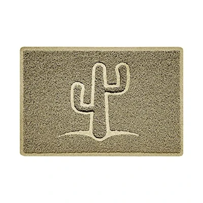 Image of Nicoman Cactus Embossed Shape Door Mat Dirt Trapper Jet Washable Doormat (Use Indoor or Sheltered Outdoor) (60x40cm/23.6x15.7inches, Small) Beige