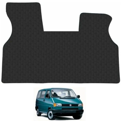 Image of Rubber Floor Mats for the VW Transporter T4 (1990 2003) [Double Front Passenger Seat.] Custom Van Accessory Tailored fit Heavy Duty, Waterproof &amp; Anti Slip Work with Clips