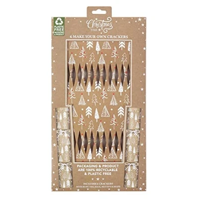 Image of Harvey &amp; Mason 6 Make Your Own Christmas Crackers Eco Friendly Brown Craft Paper Personalised