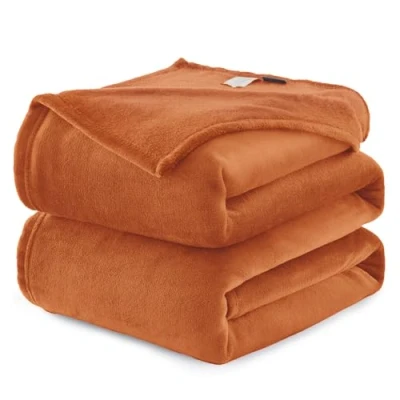 Image of WAVVE Fleece Blanket Sofa Throw Orange 5ft x 6.5ft Fluffy Soft Warm Versatile for Sofa/Couch/Bed Double/Twin Size, 150x200 cm