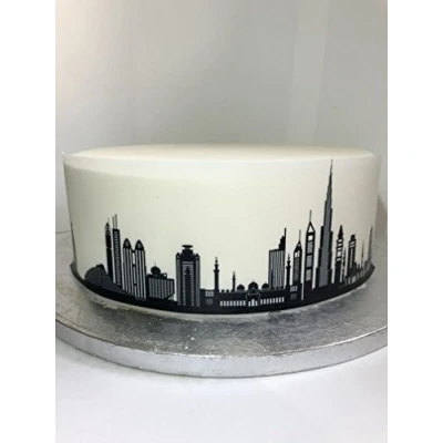 Image of Top That Edible Decor Sheet Dubai City Skyline Border Ribbon Perfect for Decorating Larger Cakes Easy to Use