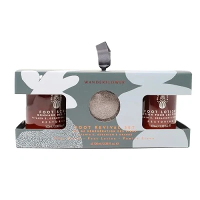 Image of Foot Revival Gift Set Lotion Scrub Pumice Stone Vegan Friendly 100ml Wanderflower