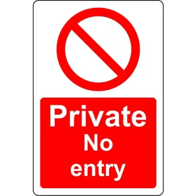 Image of Private no entry Safety sign Self adhesive sticker (200mm x 150mm)